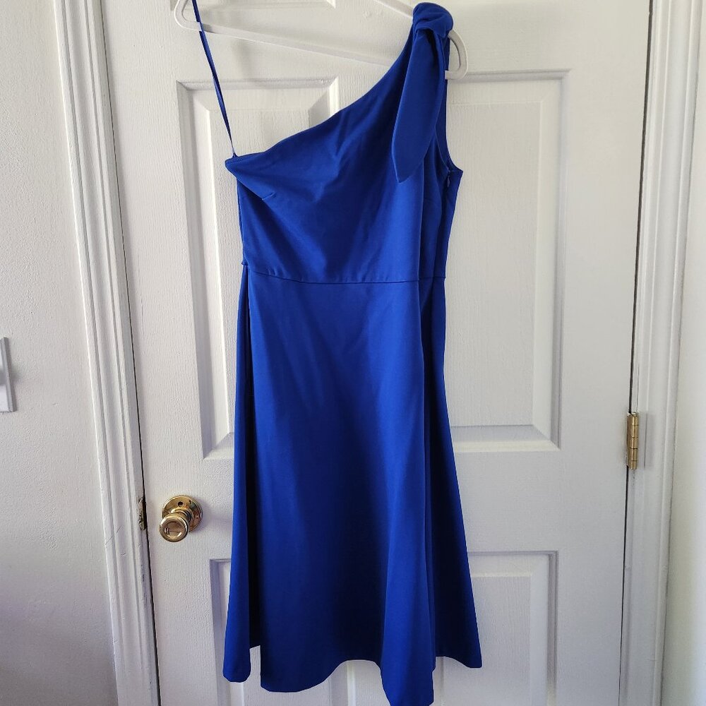 Banana Republic Royal Blue One Shoulder Tie Knee Length Cocktail Dress - Size 6
